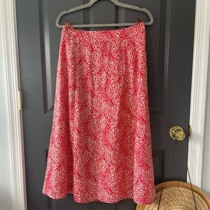 Loft-Red and Ivory Terrazzo Print Midi Skirt with slit (Size 12) NWT
